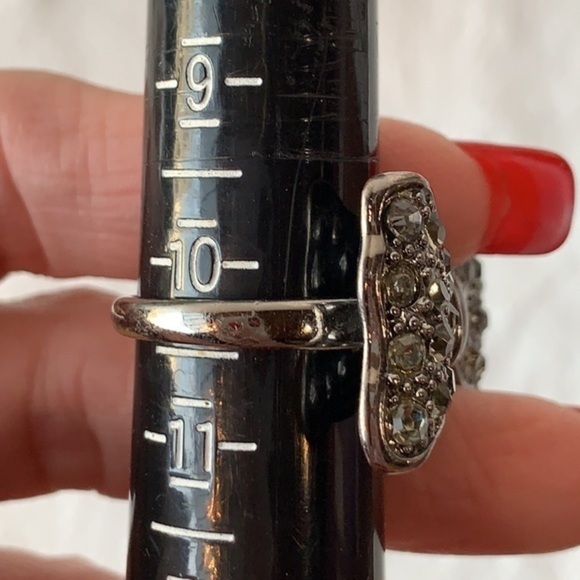 💐5/25 double ring large size bow gothic rhinestone steam punk - Picture 5 of 8